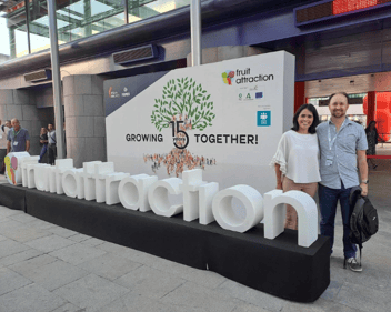 The WayBeyond team at Fruit Attraction 2023: Business Development Consultant LATAM, Celene Solis, and Customer Success Director, Daniel Than.