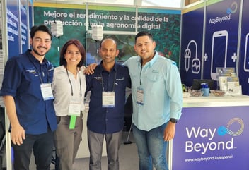 WayBeyond team for GreenTech Americas 2023. L-R: Marketing Specialist Joao Imai, Business Development Consultant LATAM: Celene Solis, Director of Crop Science and Agronomy: Tharindu Weeraratne and Technical Account Manager: Andres Dagnino.