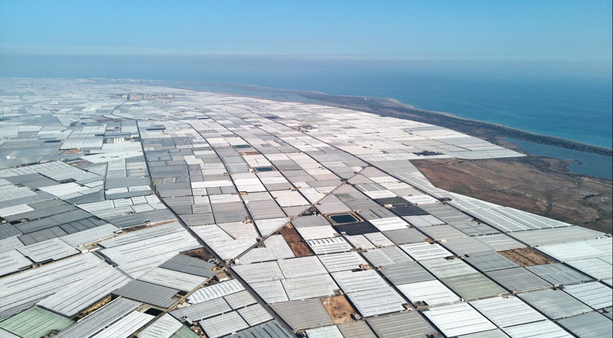 The commercial greenhouse landscape in Almería, Spain