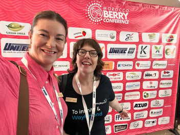 The WayBeyond team at the Morocco Berry Conference 2023 L-R: Global Sales Director, Lotte Bayly with Chief Marketing Officer, Christelle Blanchet-Aissaoui